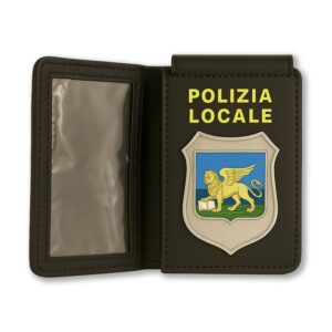 Portatessera nero in pelle Polizia Locale Veneto